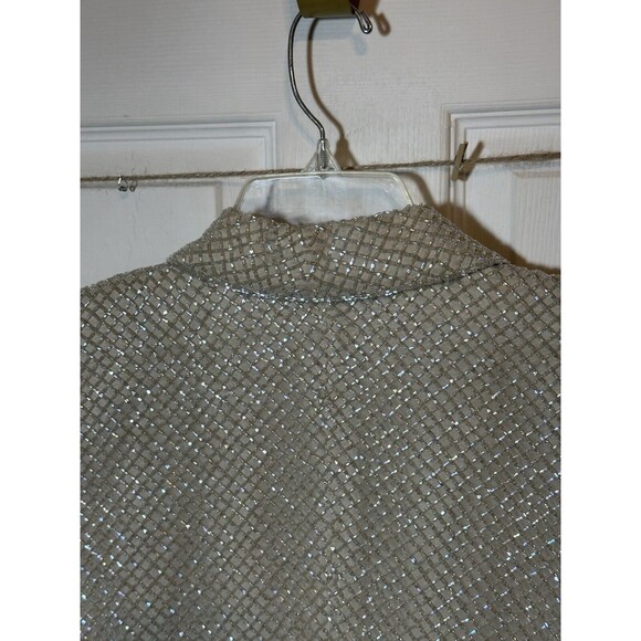 Rickie Freeman for Tj Nites Blazer Wm Sz 8 Clear Iridescent Seed Bead 100% Silk - Picture 7 of 10